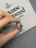 Vivienne Westwood Grace Bas Relief Ring – Silver Crystal Orb Ring | Designer-Inspired Adjustable Band | Elegant Y2K Jewelry Gift for Her