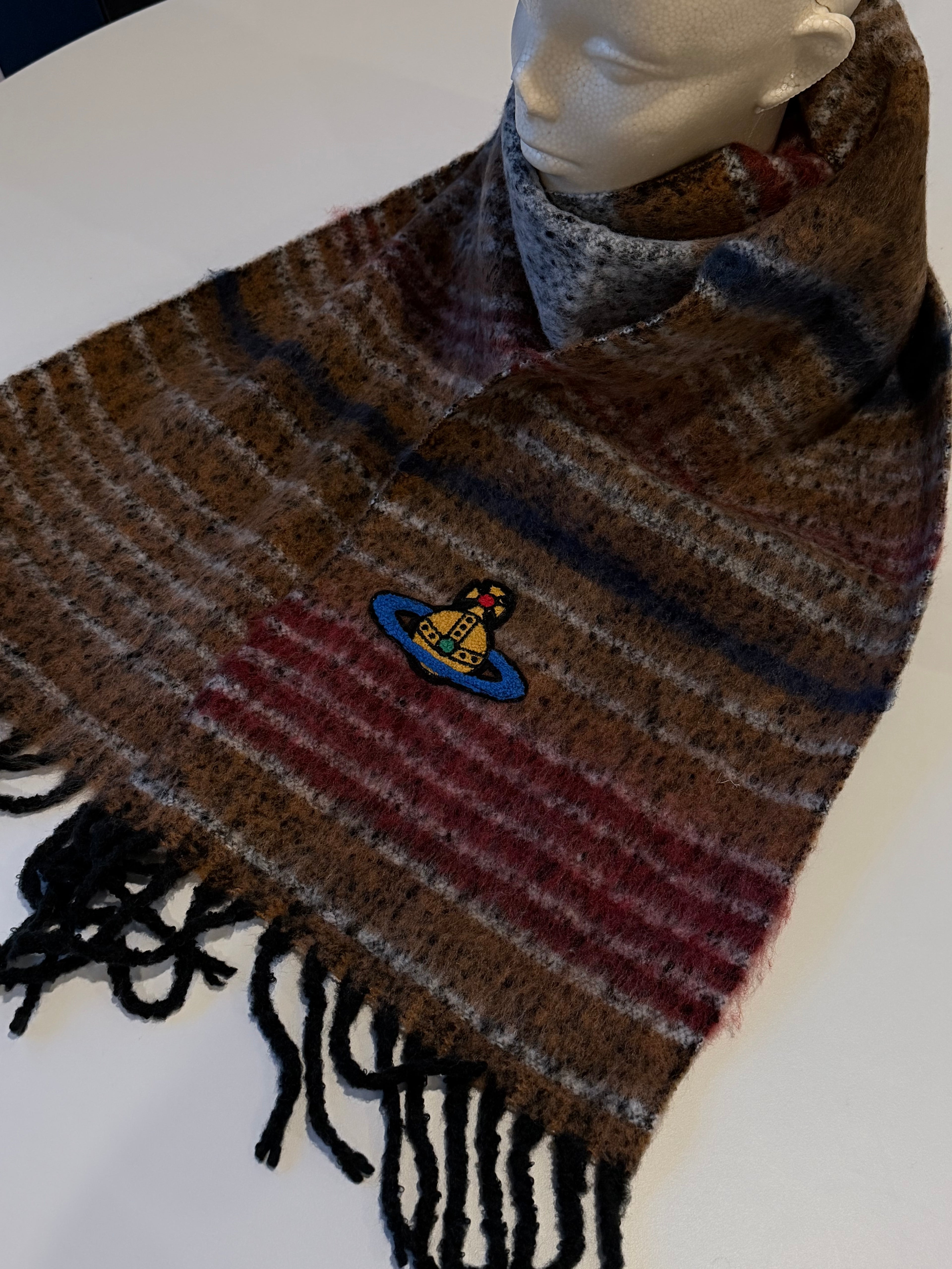VW Orb Embroidered Scarf - Brown