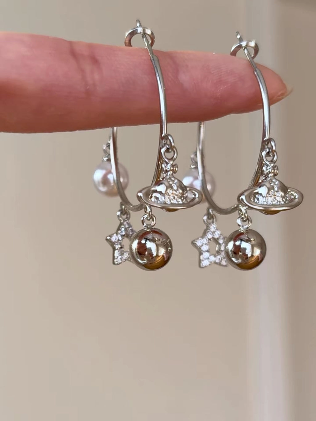 VW Mixed Charm Hoop Earrings