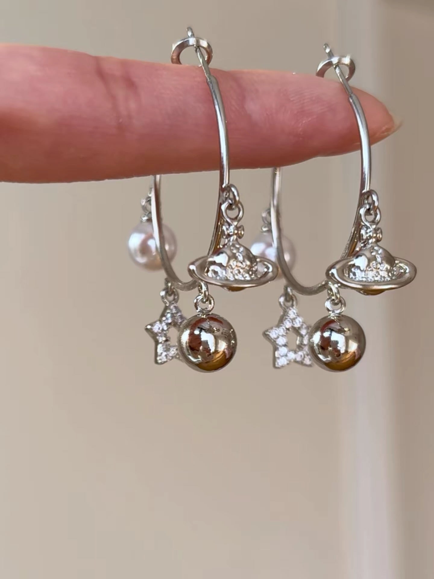 VW Mixed Charm Hoop Earrings