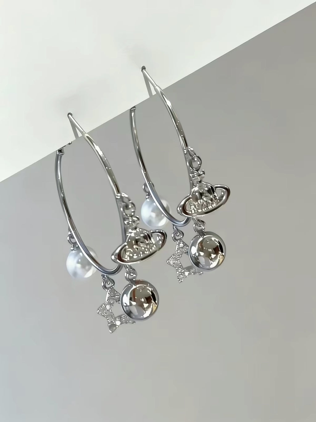 VW Mixed Charm Hoop Earrings