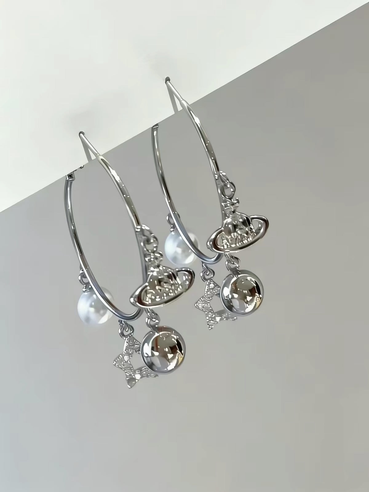 VW Mixed Charm Hoop Earrings