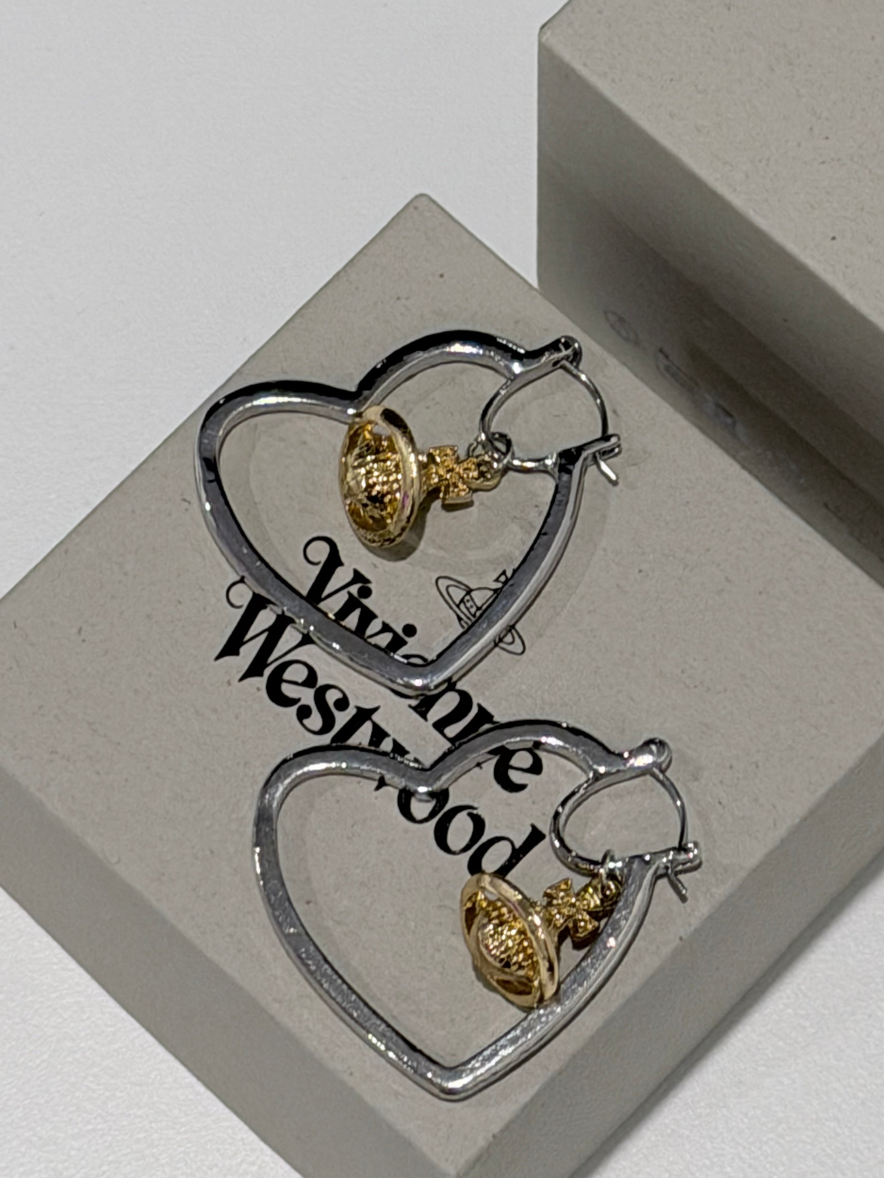 VW Heart Orb Hoop Earrings