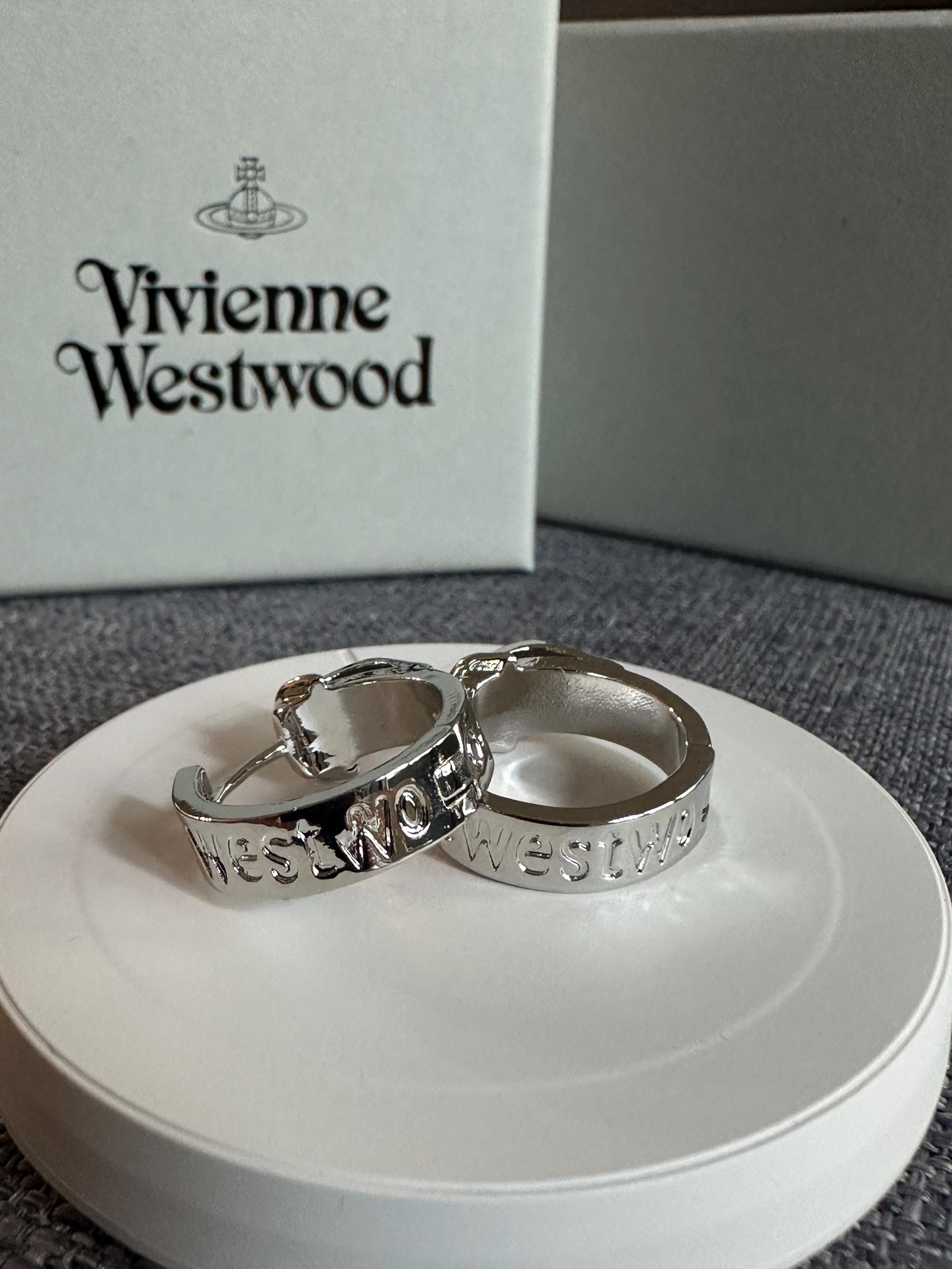 Vivienne Westwood Orb Engraved Text Earrings