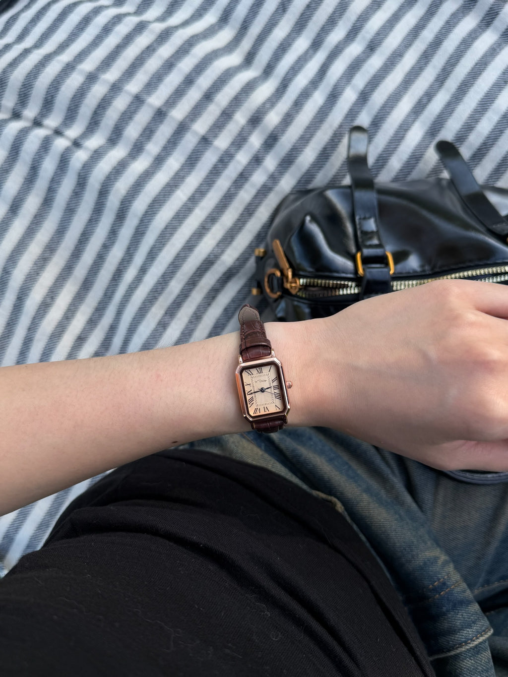 Vintage Roman Square Watch - Brown