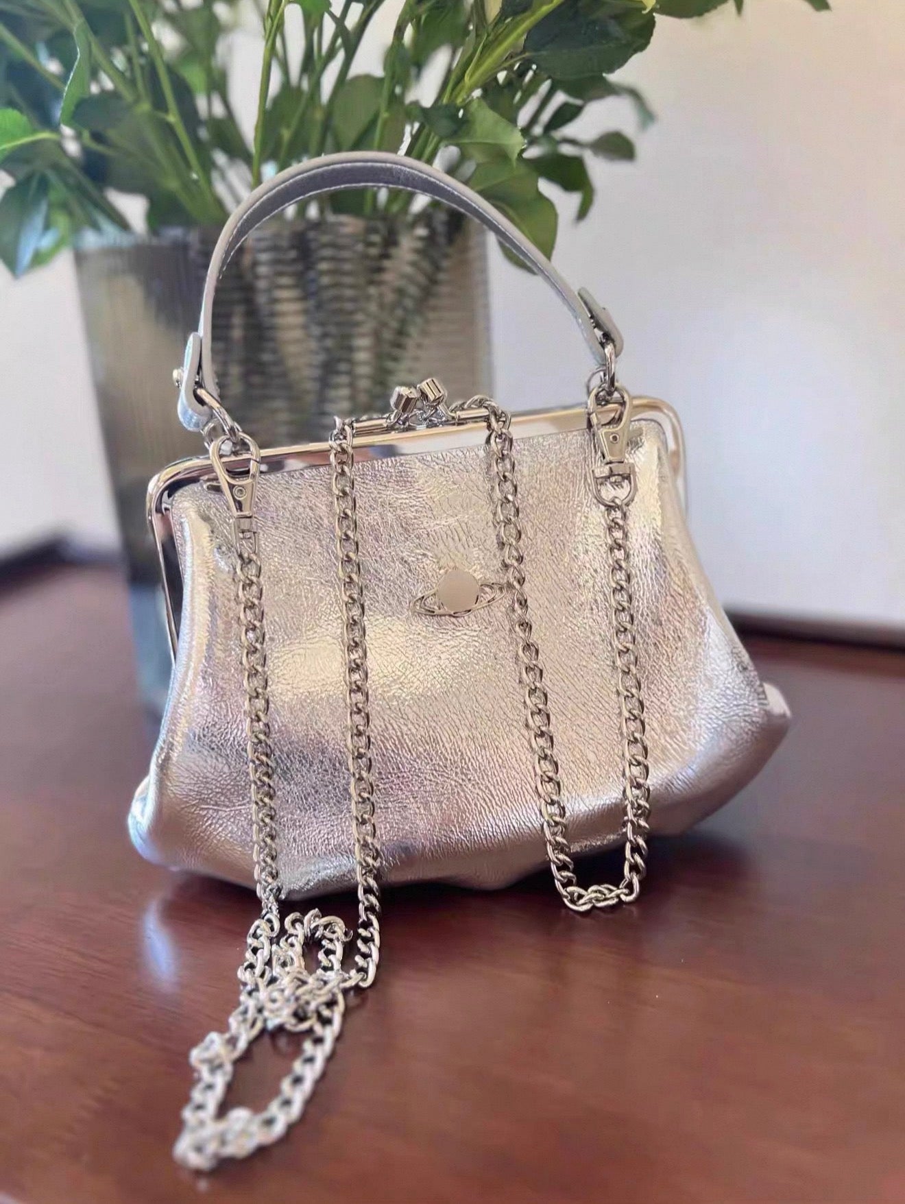 VW Granny Frame Purse - Silver