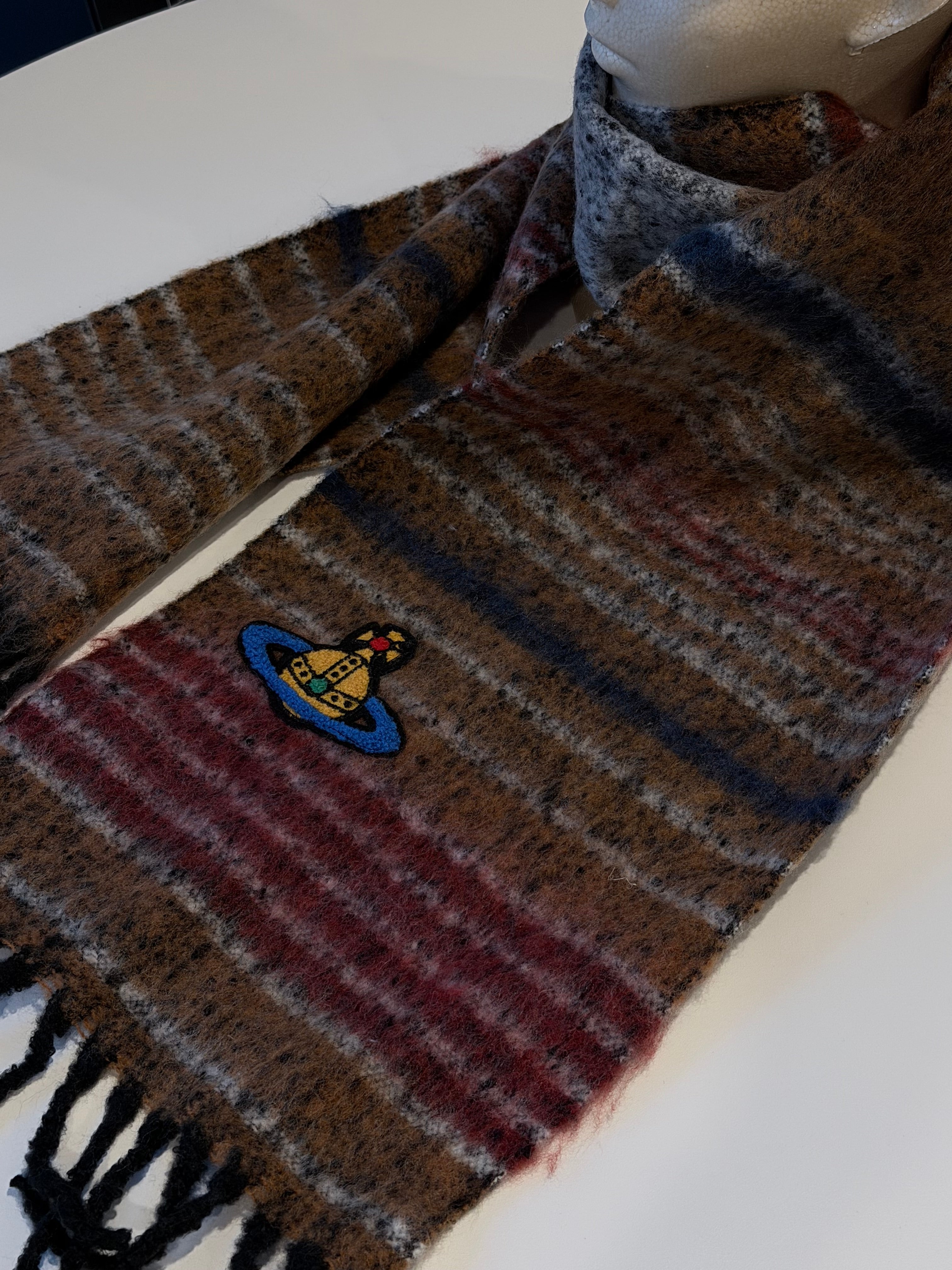 VW Orb Embroidered Scarf - Brown