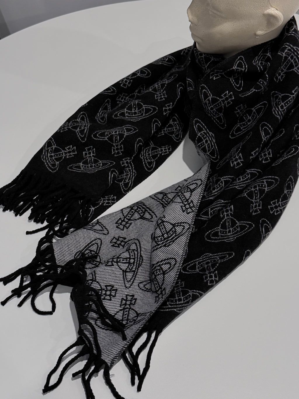 VW Double Side Allover Orb Print Scarf - Dark Gray