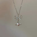 VW Ribbon Orb Pendant Necklace - Pink
