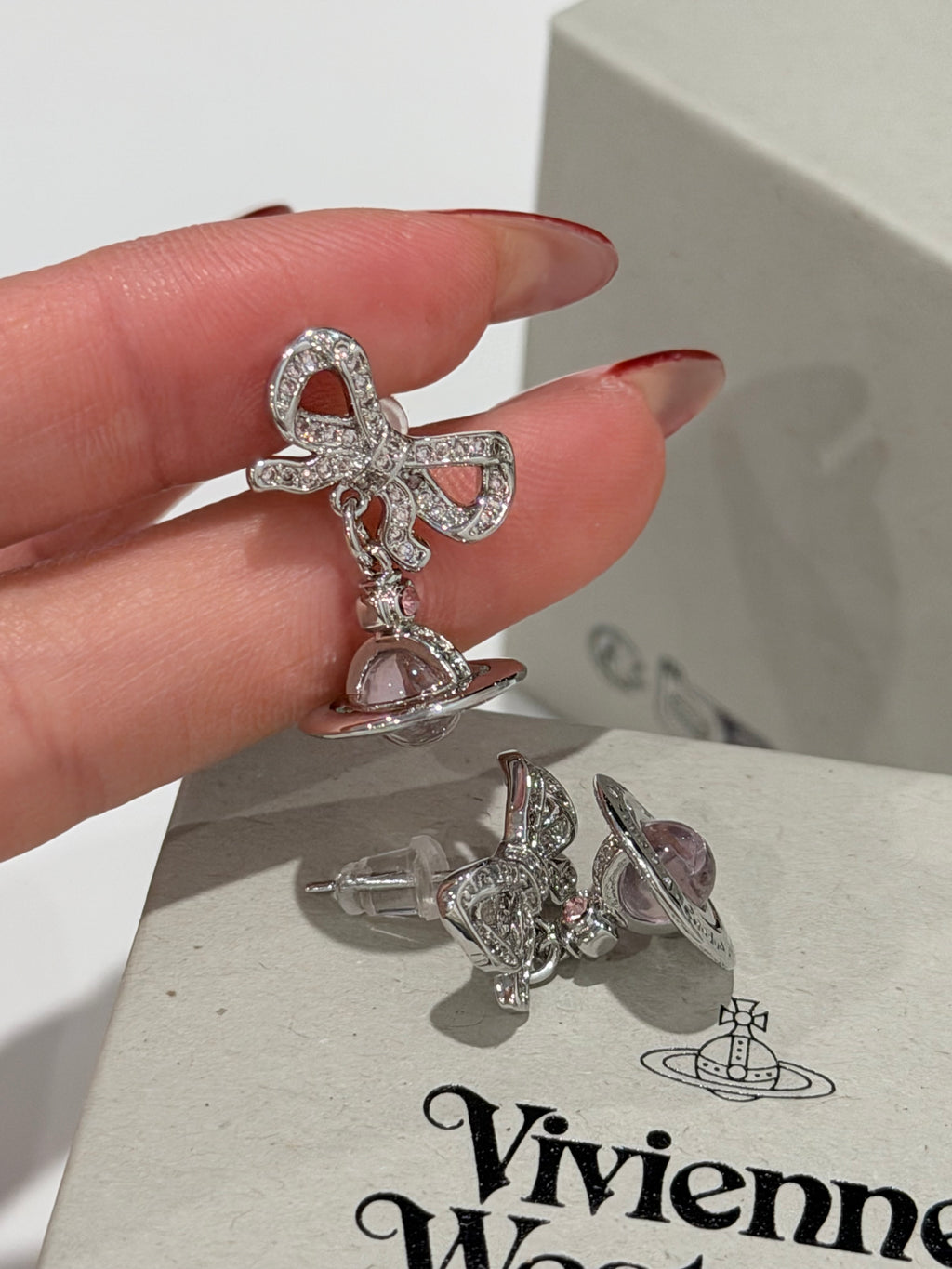 Boucles d'oreilles pendantes VW Ribbon Orb - Rose