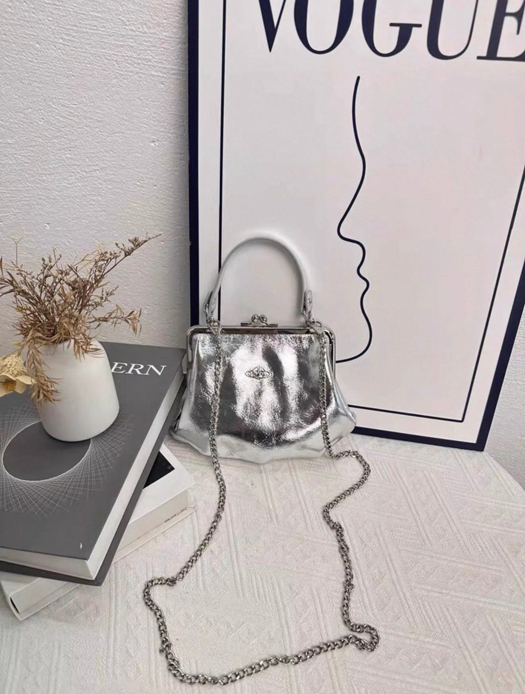 VW Granny Frame Purse - Silver