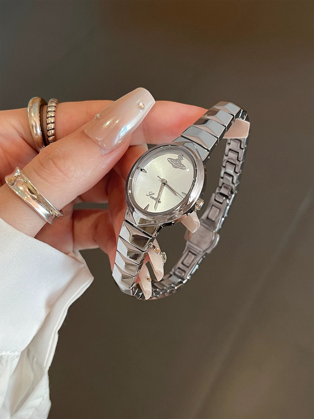 VW Armour Watch - White/Silver Link