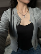 Vivienne Westwood Inspired Pearl Orb Necklace: Silver Safety Pin Choker