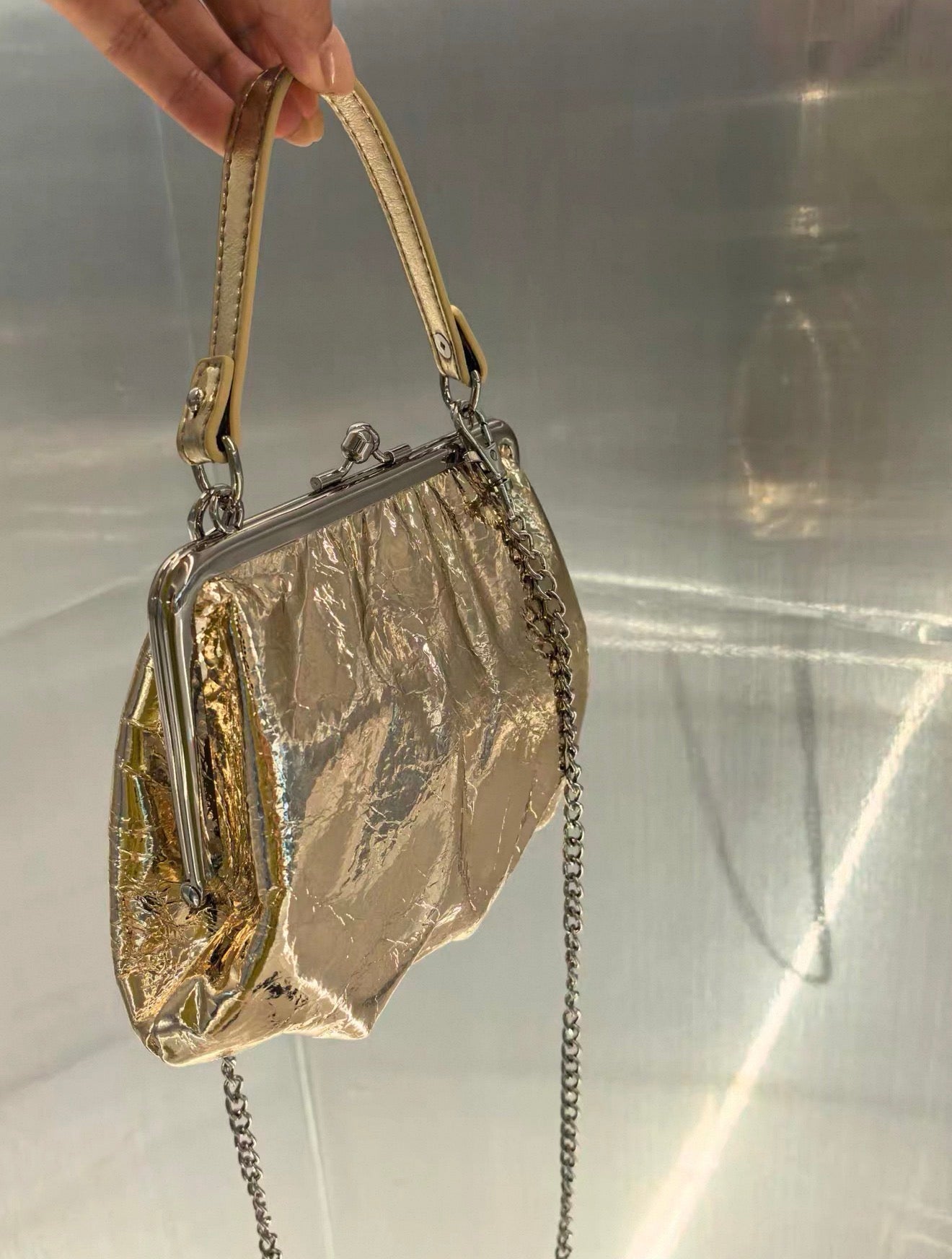 VW Granny Frame Purse - Gold