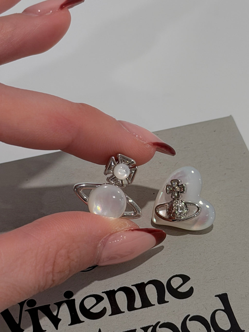 Boucles d'oreilles Duo Cœur et Orbe VW - Blanc