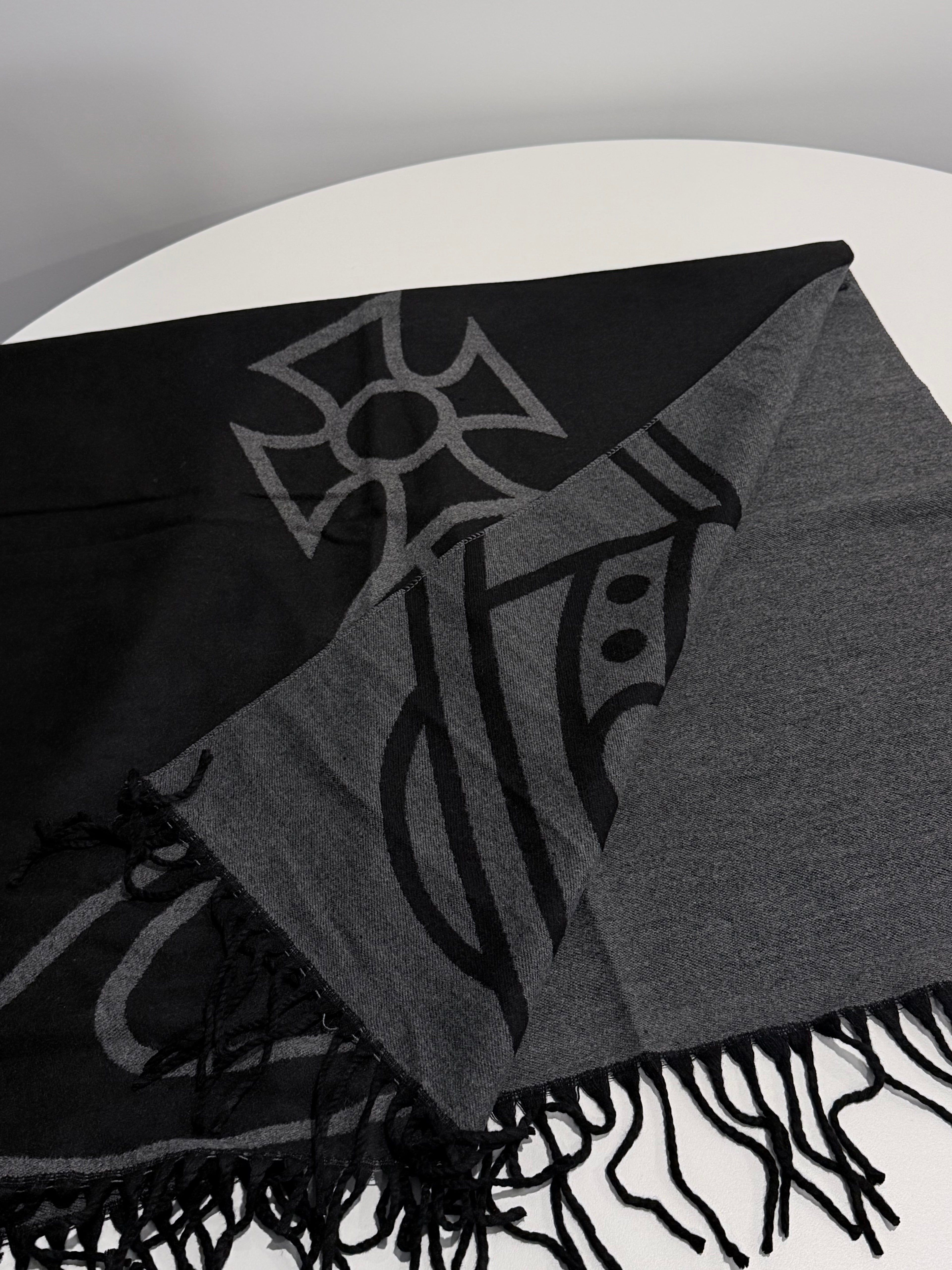 VW Double Side Single Orb Scarf - Dark Gray