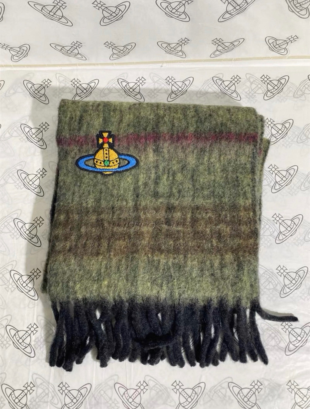VW Orb Embroidered Scarf - Green