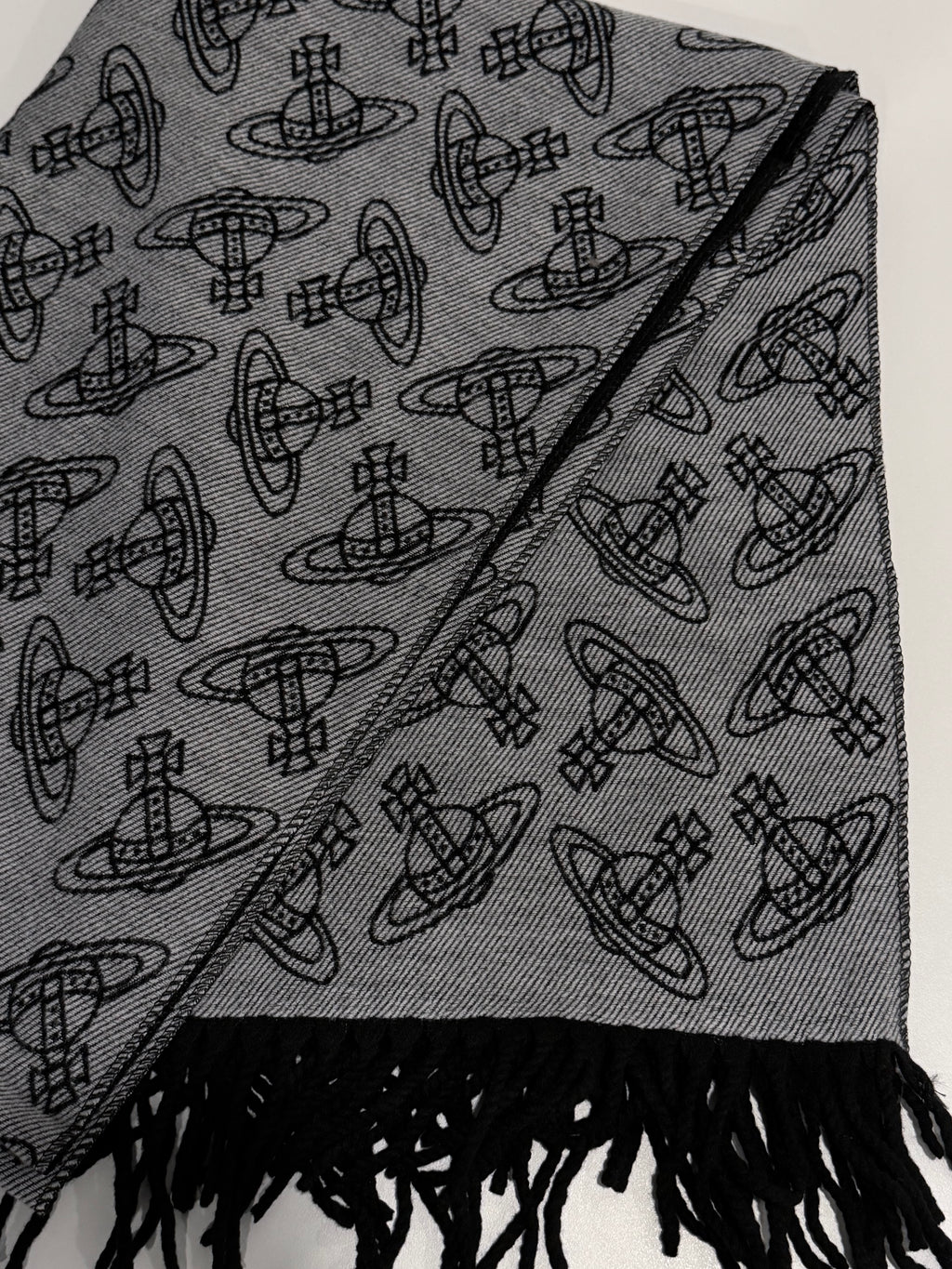 VW Double Side Allover Orb Print Scarf - Dark Gray