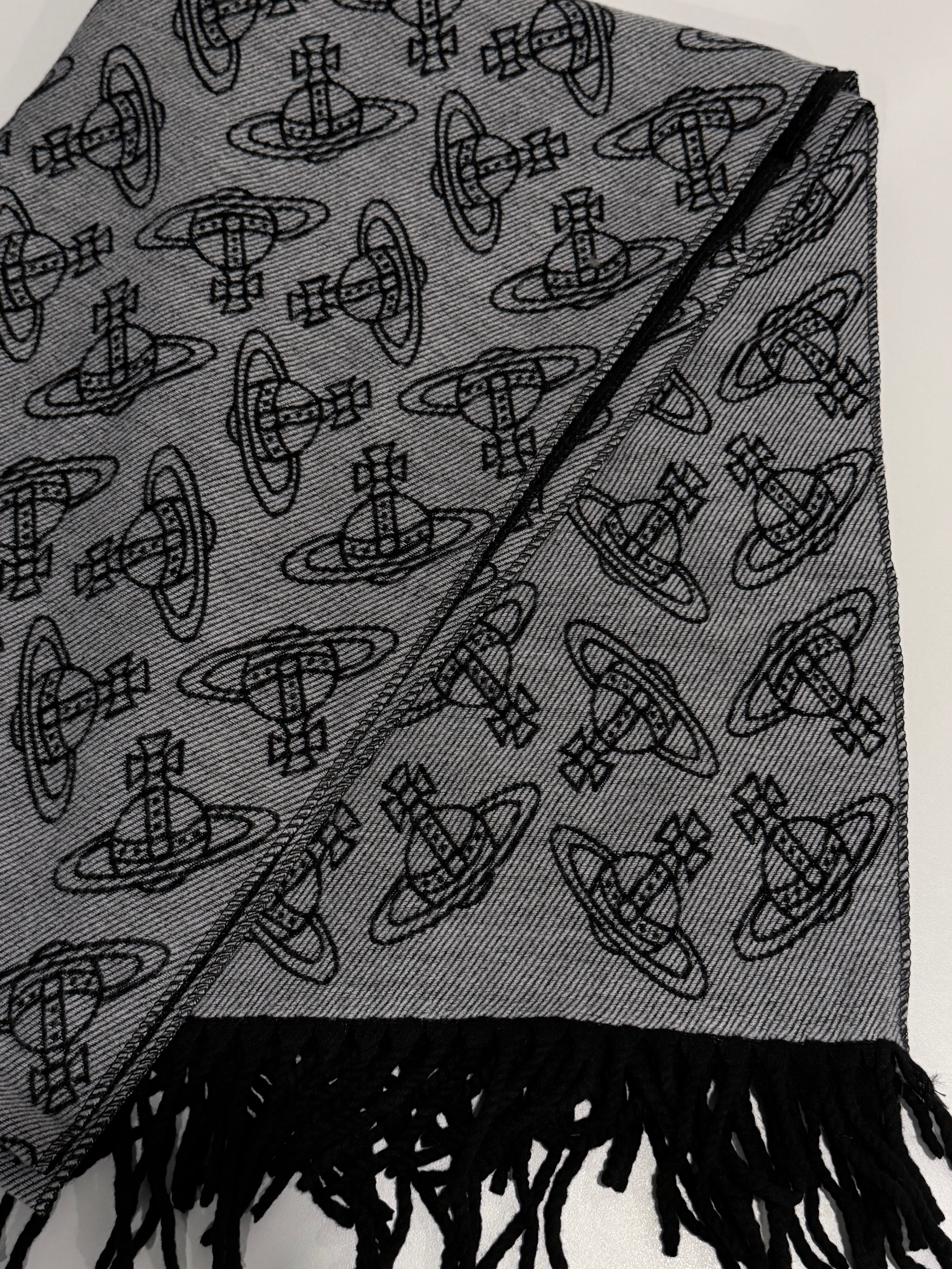 VW Double Side Allover Orb Print Scarf - Dark Gray