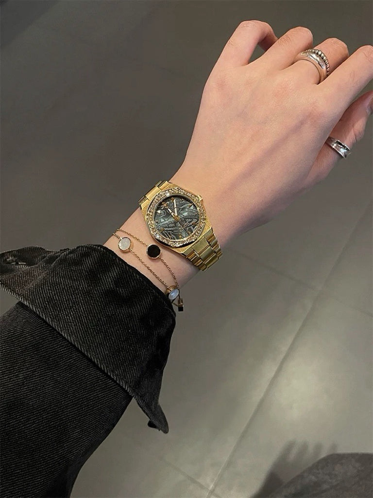 VW Wallace Watch - Emerald/Gold Link