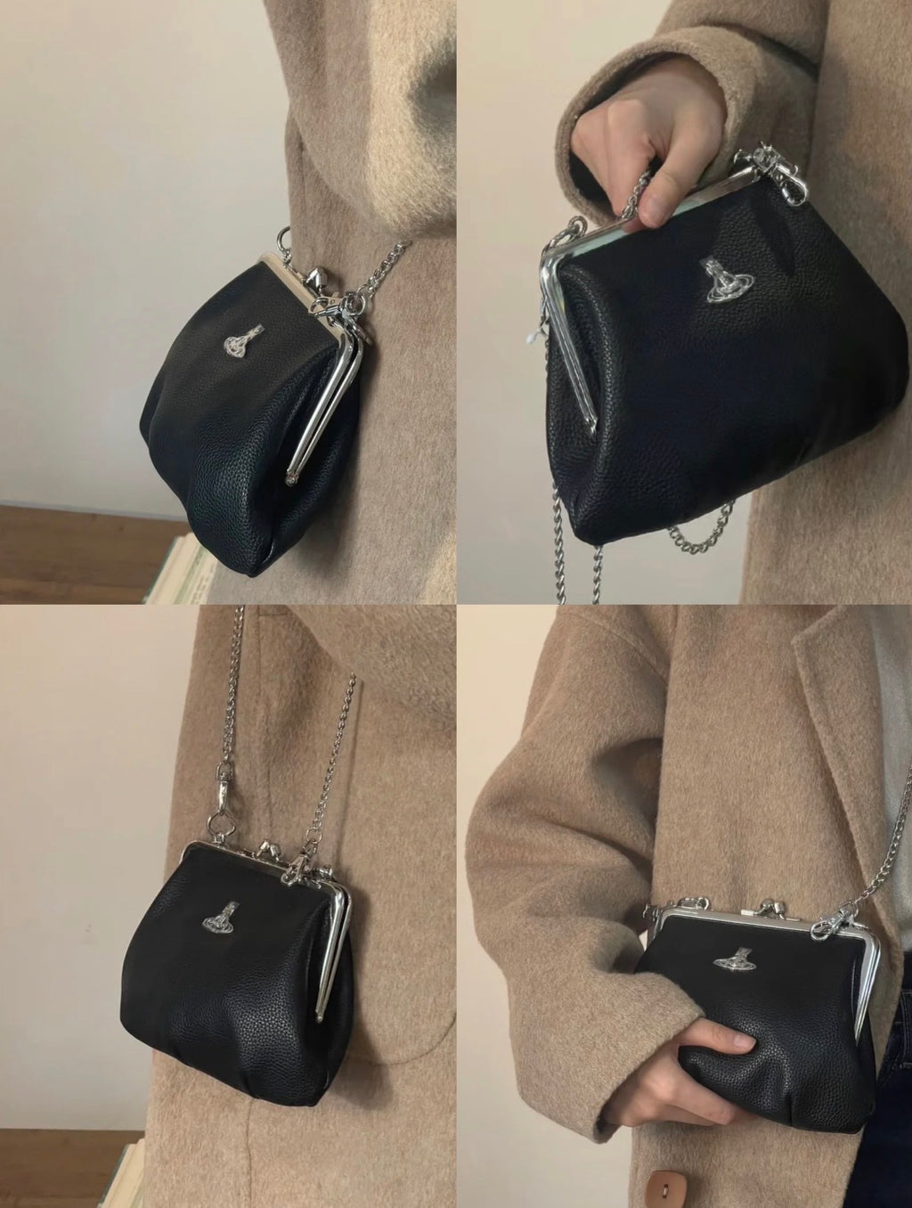 VW Granny Frame Purse - Matte Black