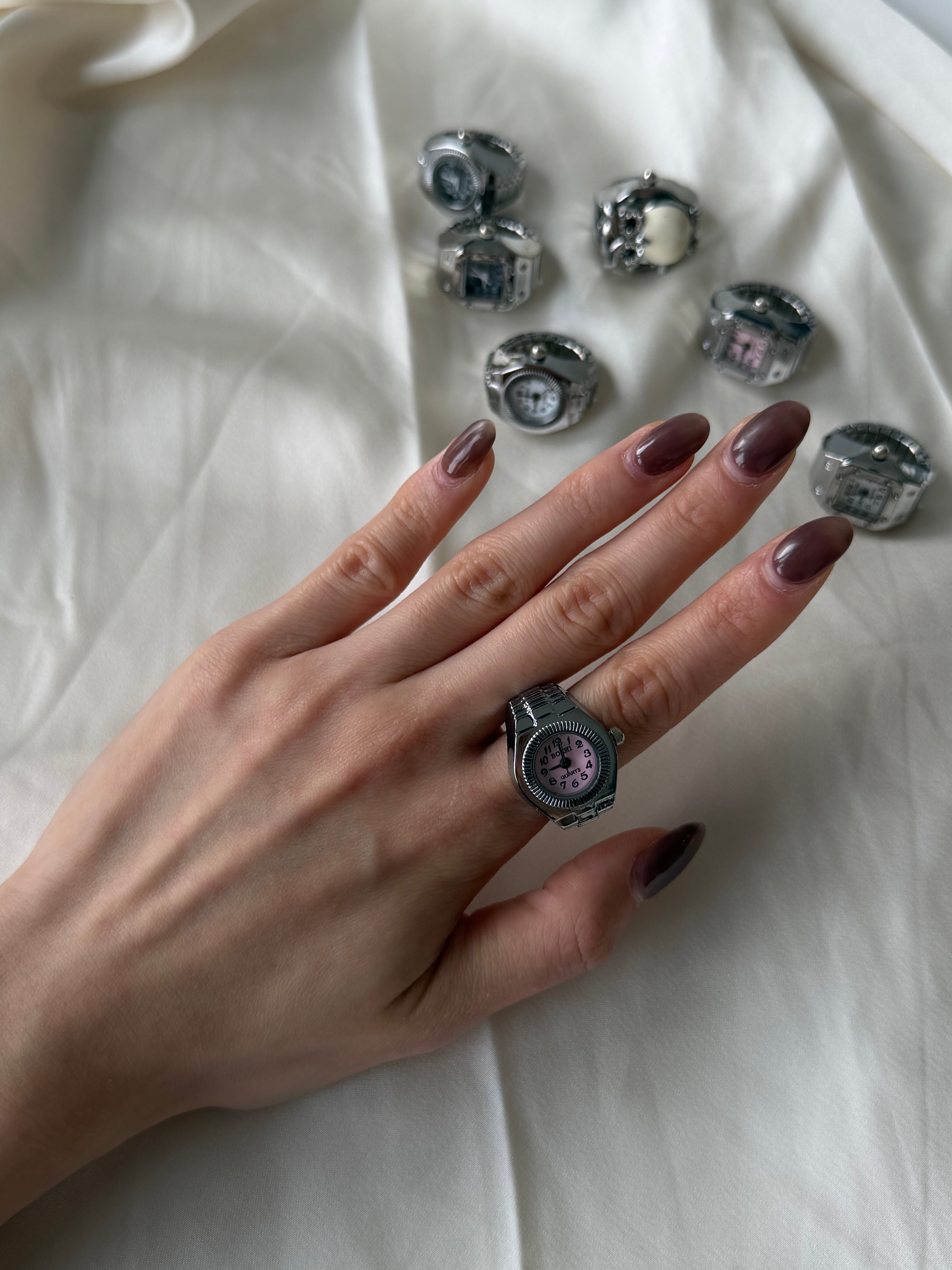 Milano Watch Ring - Silver Pink