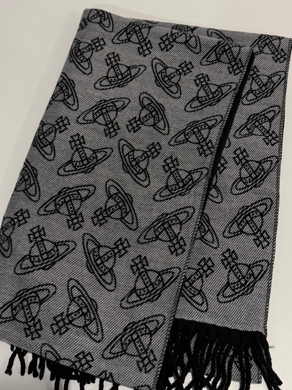 VW Double Side Allover Orb Print Scarf - Dark Gray