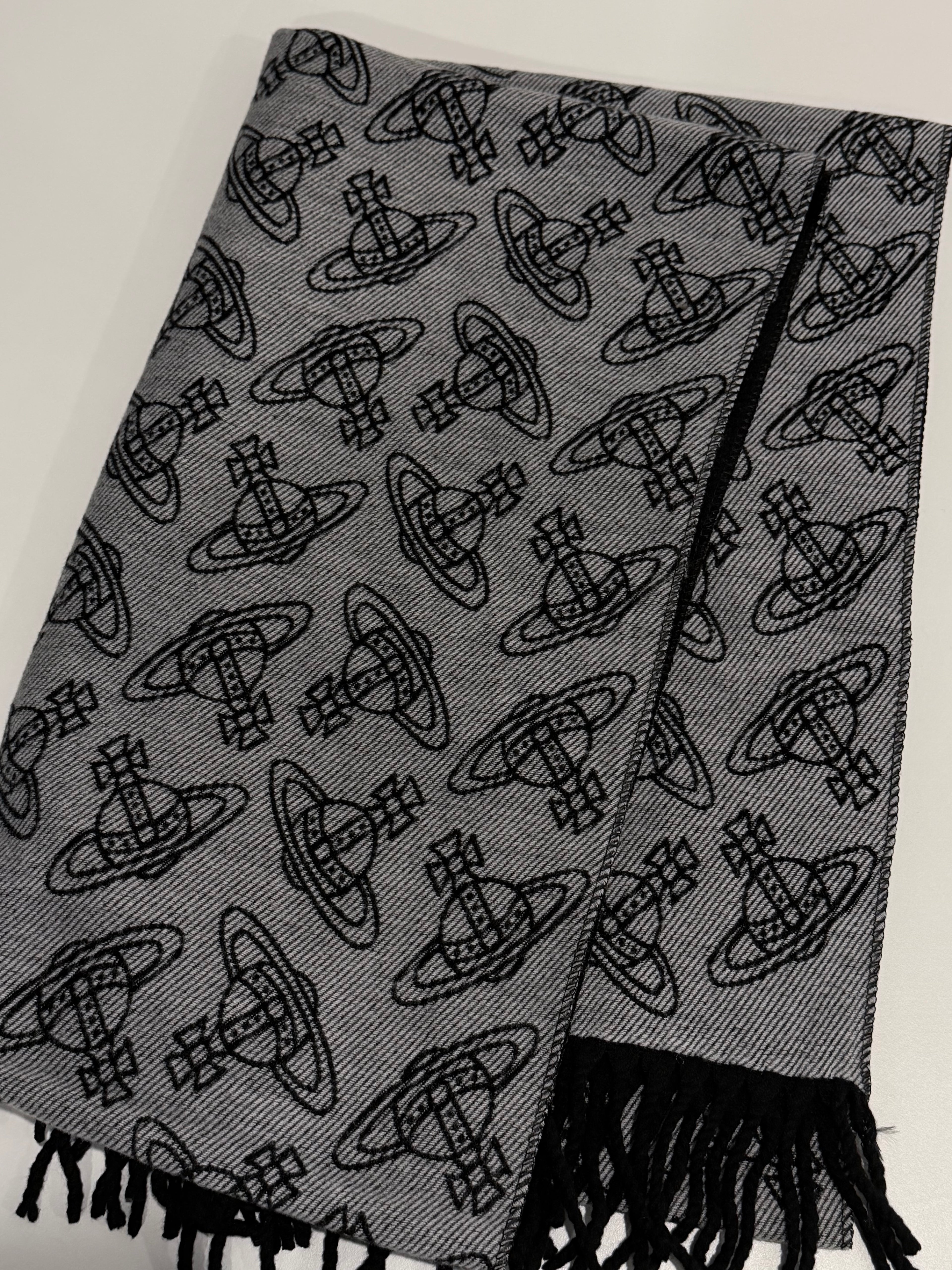 VW Double Side Allover Orb Print Scarf - Dark Gray