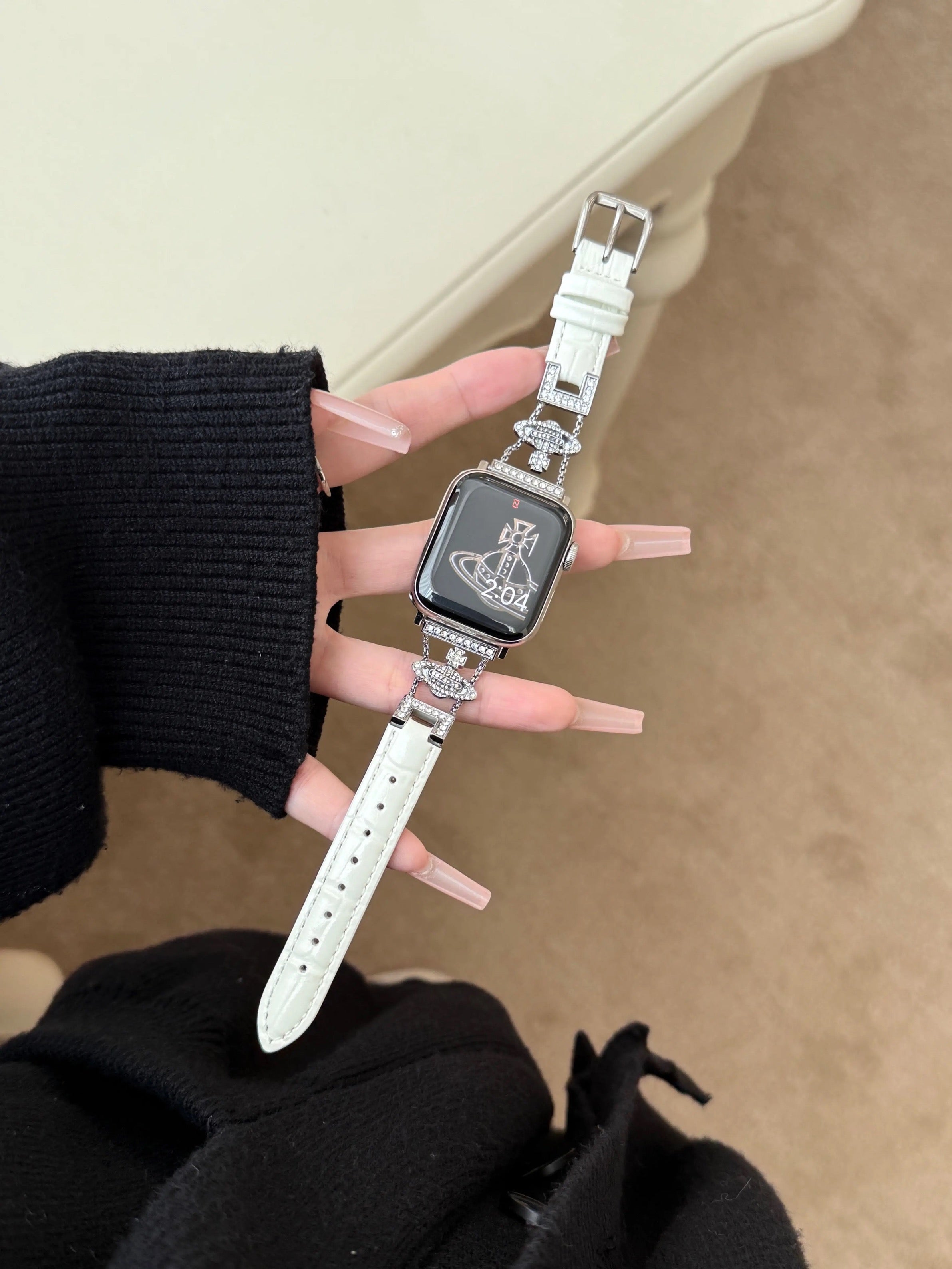 VW Vienna Crystal Watch Strap - White
