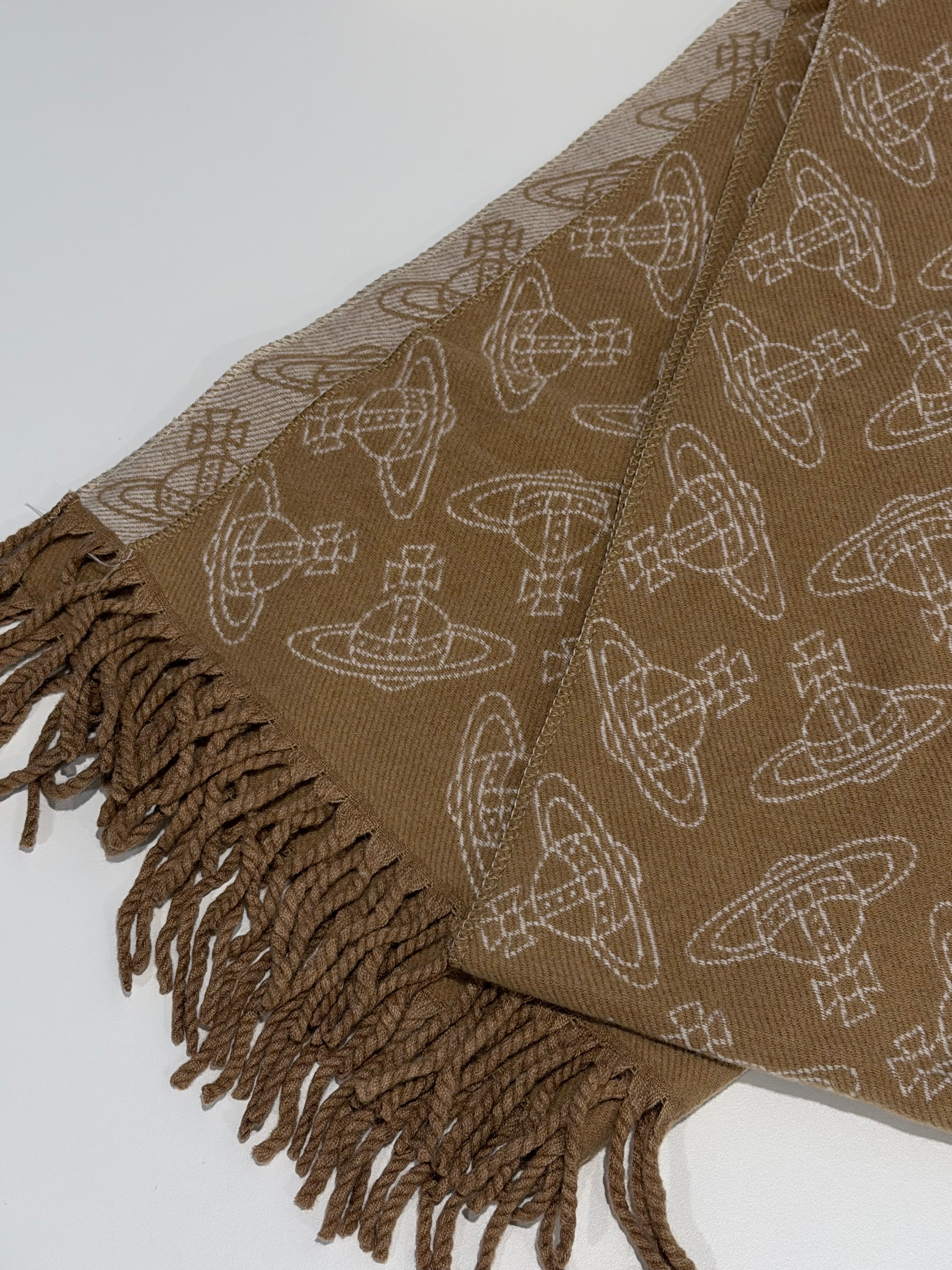 VW Double Side Allover Orb Print Scarf - Brown