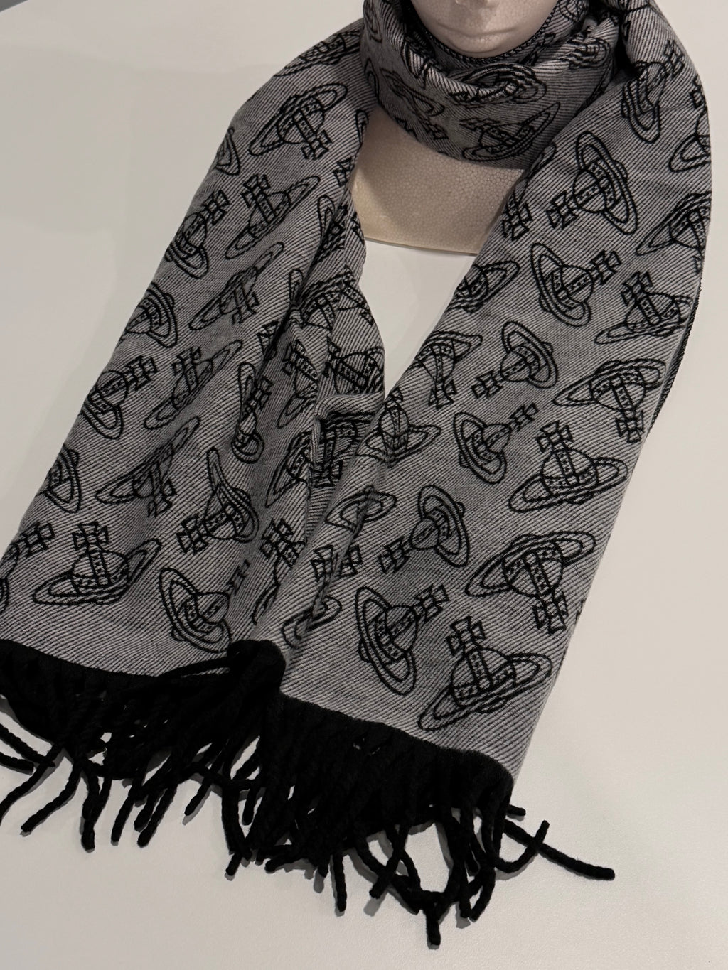 VW Double Side Allover Orb Print Scarf - Dark Gray