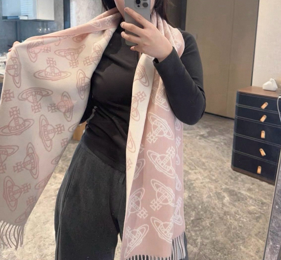 VW Double Side Allover Orb Print Scarf - Pink