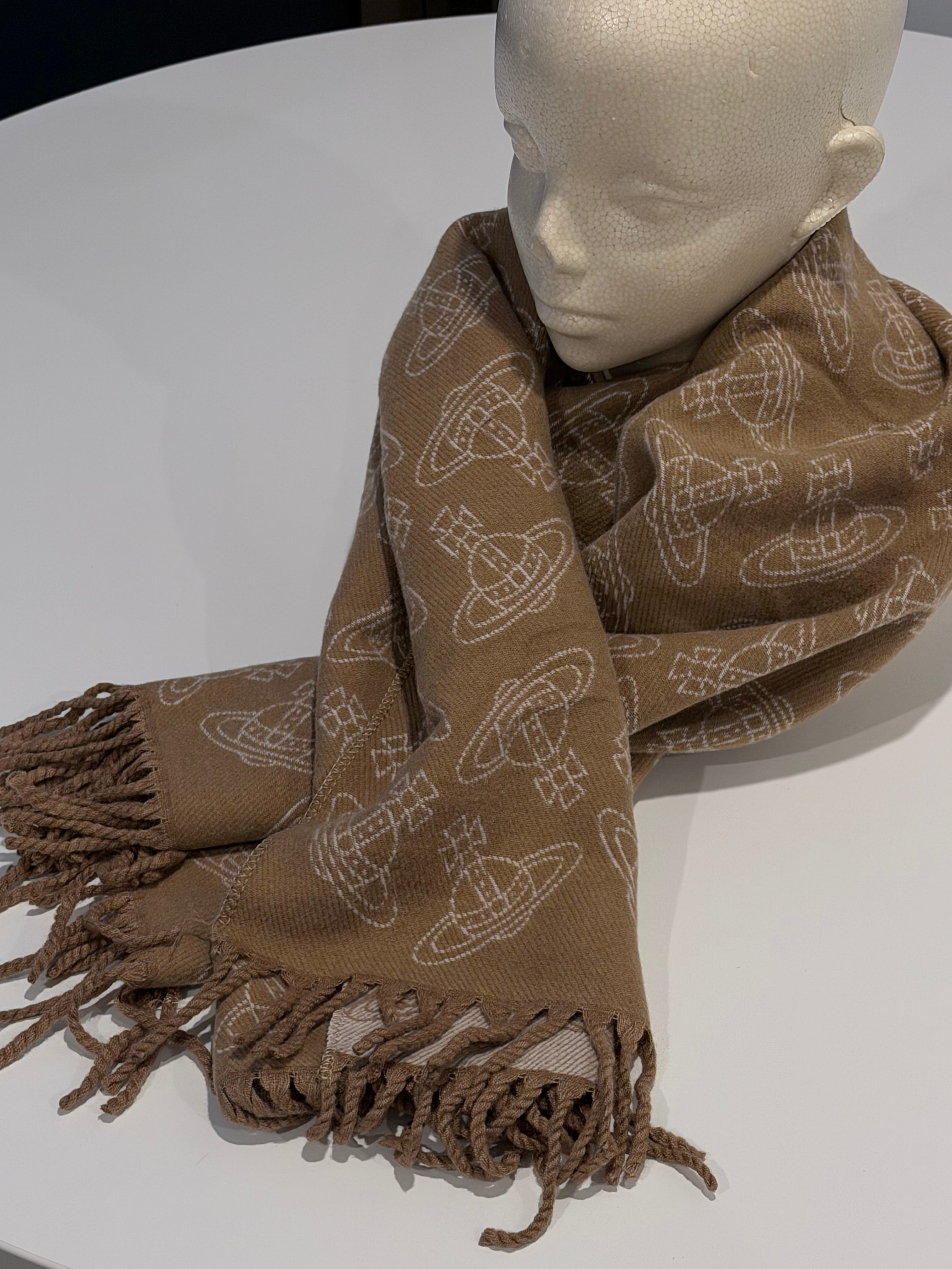 VW Double Side Allover Orb Print Scarf - Brown