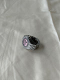 Milano Watch Ring - Silver Pink