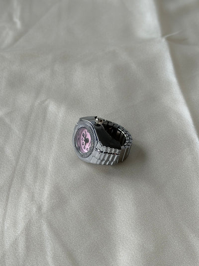 Milano Watch Ring - Silver Pink