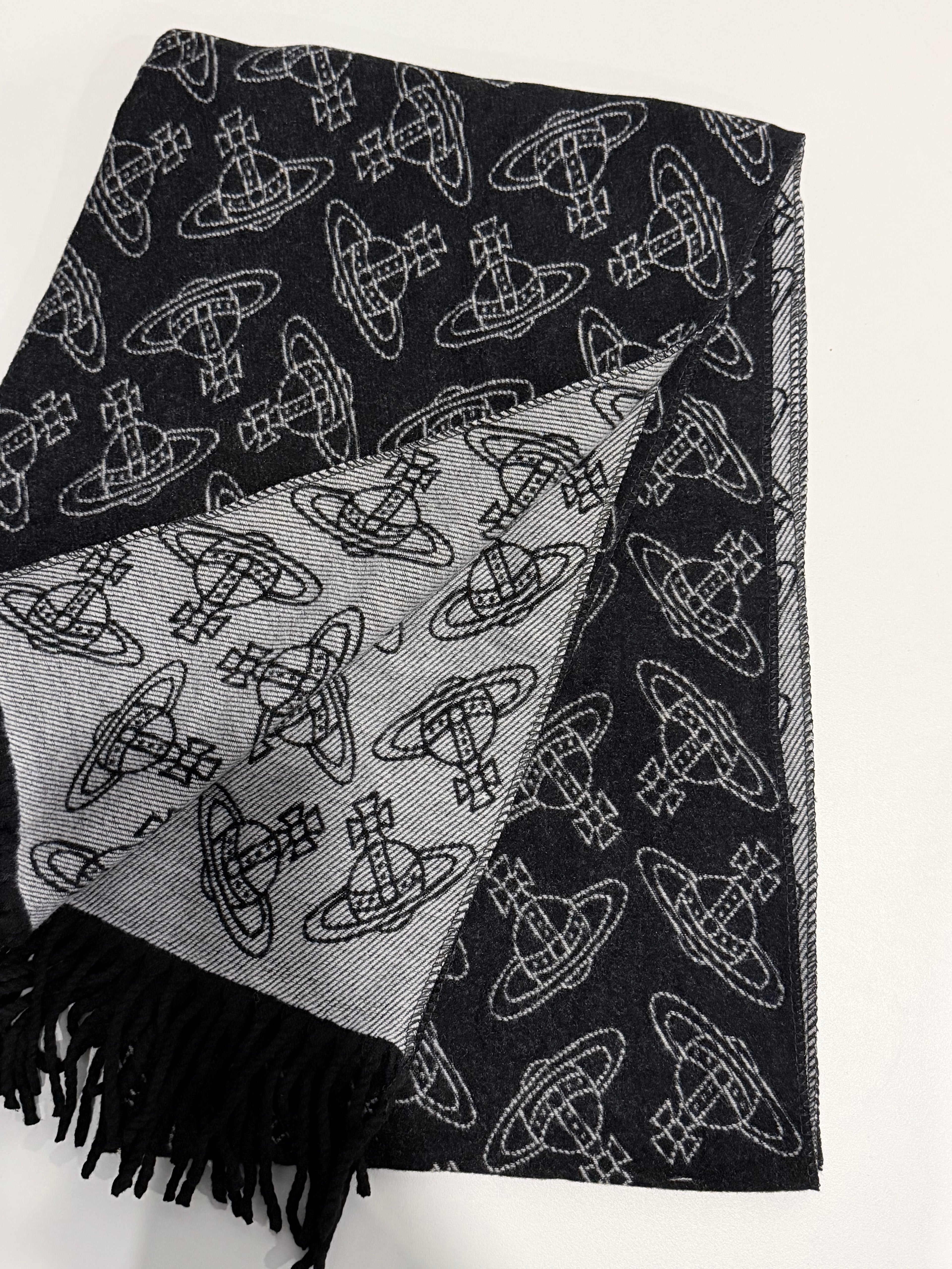 VW Double Side Allover Orb Print Scarf - Dark Gray
