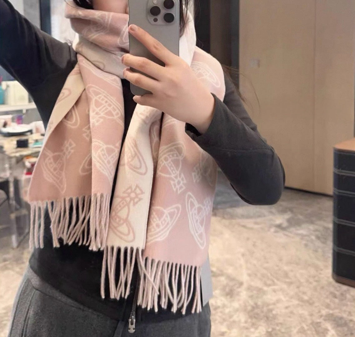 VW Double Side Allover Orb Print Scarf - Pink