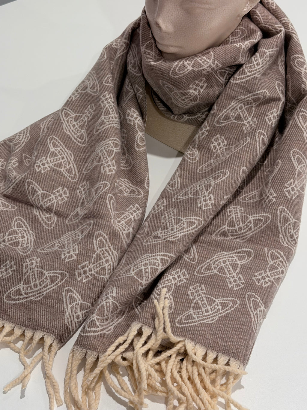 VW Double Side Allover Orb Print Scarf - Beige