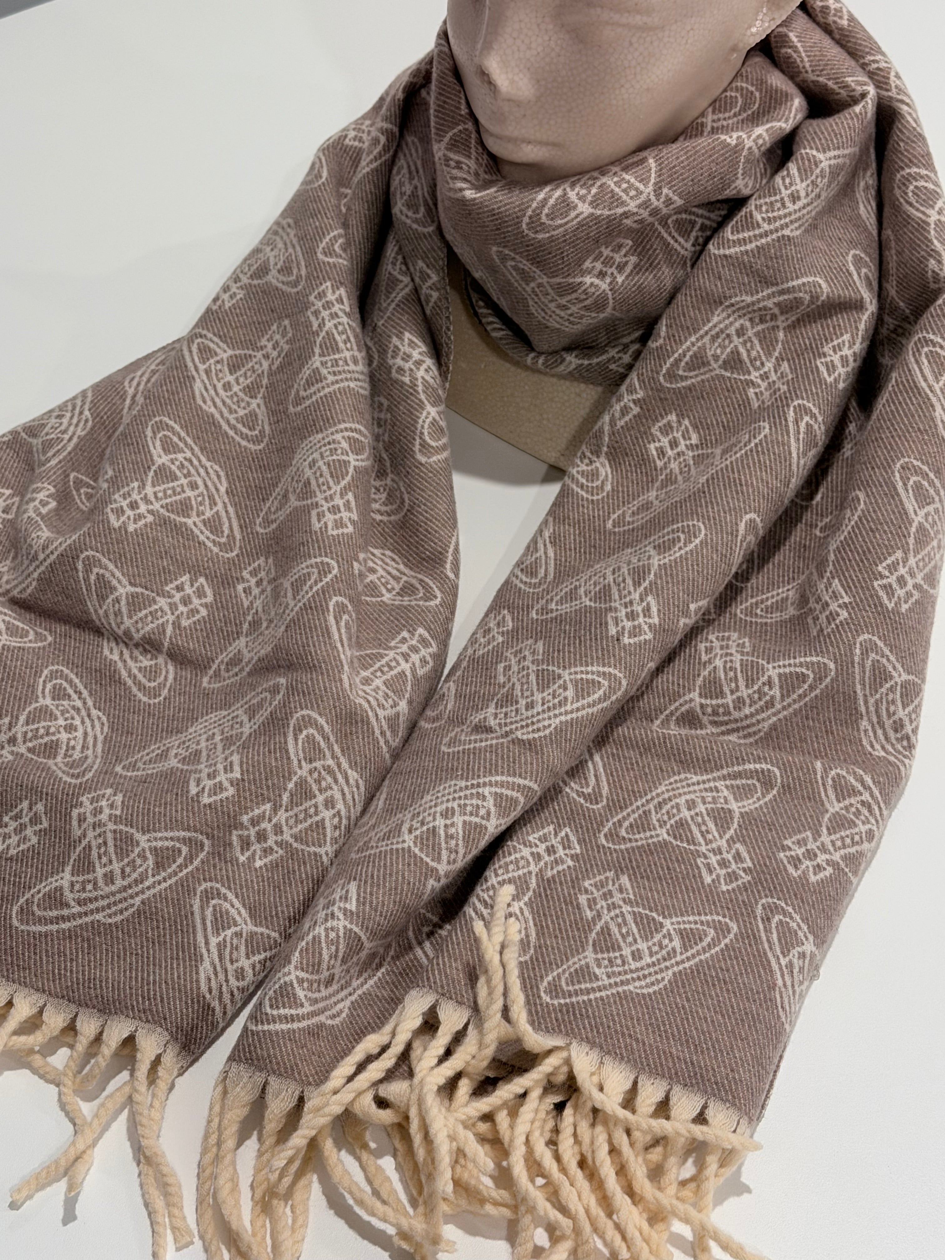 VW Double Side Allover Orb Print Scarf - Beige