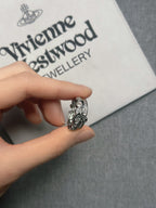 Vivienne Westwood Grace Bas Relief Ring – Silver Crystal Orb Ring | Designer-Inspired Adjustable Band | Elegant Y2K Jewelry Gift for Her