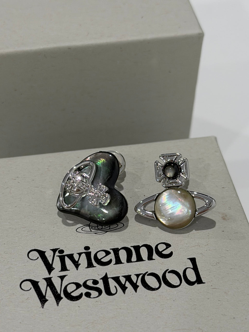 Boucles d'oreilles Duo Cœur et Orbe VW - Noir