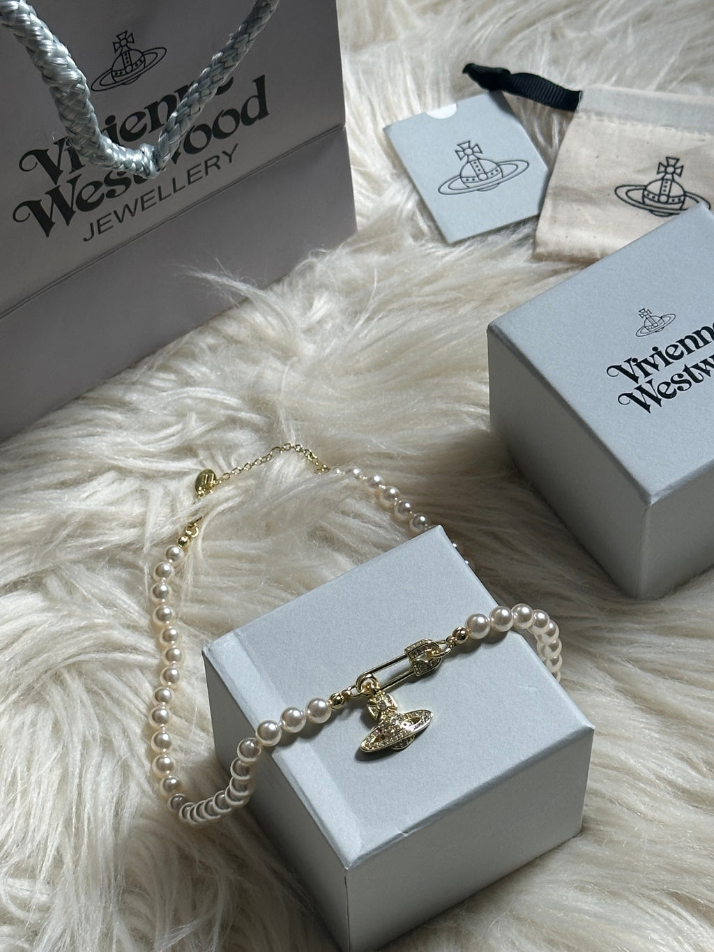 Vivienne Westwood Safety Pin Pearl Choker: Gold Orb Pendant, Y2K Necklace