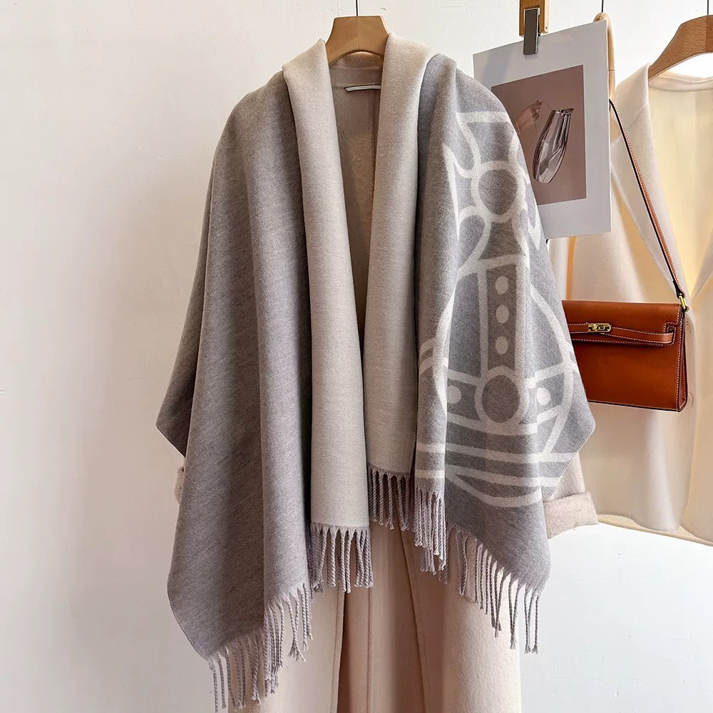 VW Double Side Single Orb Scarf - Grey