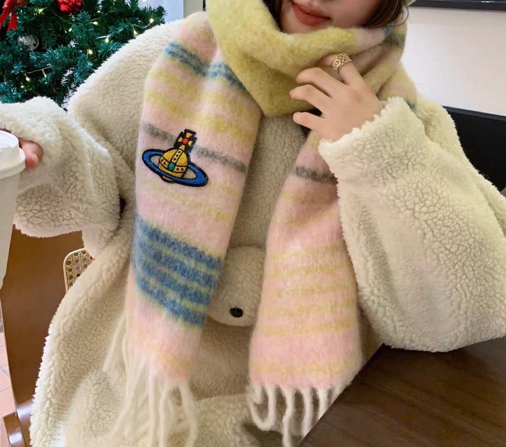 VW Orb Embroidered Scarf - Pink
