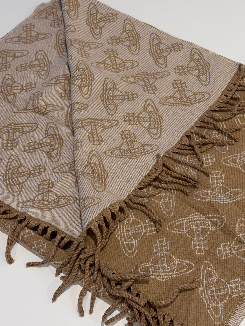 VW Double Side Allover Orb Print Scarf - Brown