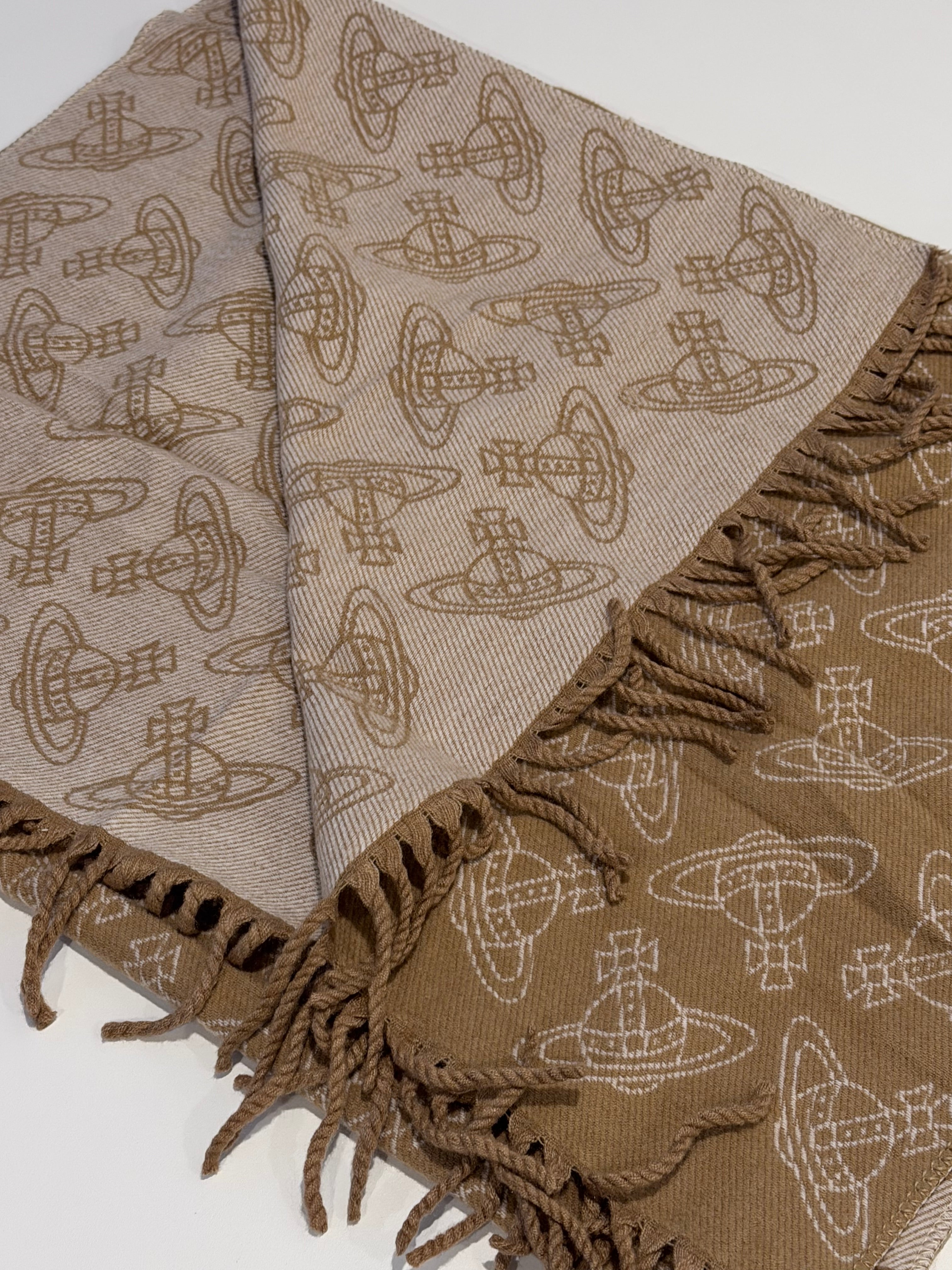 VW Double Side Allover Orb Print Scarf - Brown