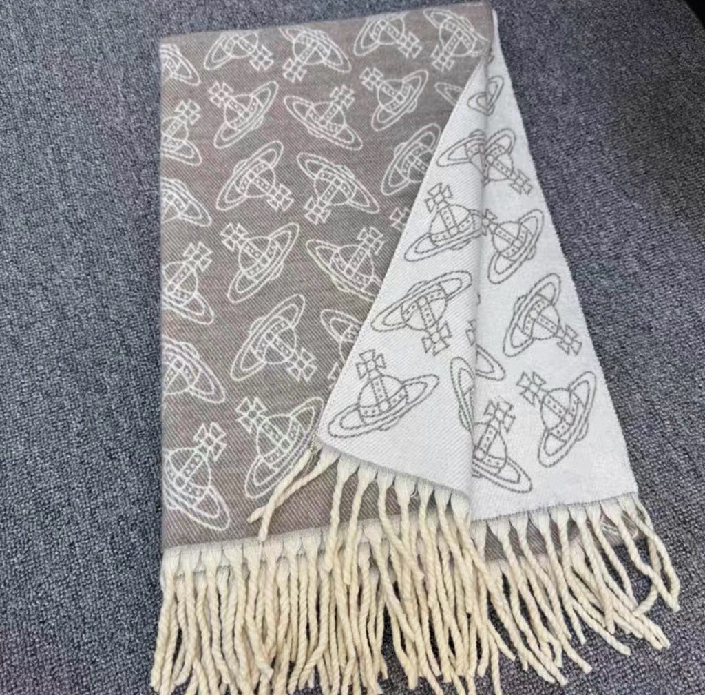 VW Double Side Allover Orb Print Scarf - Grey