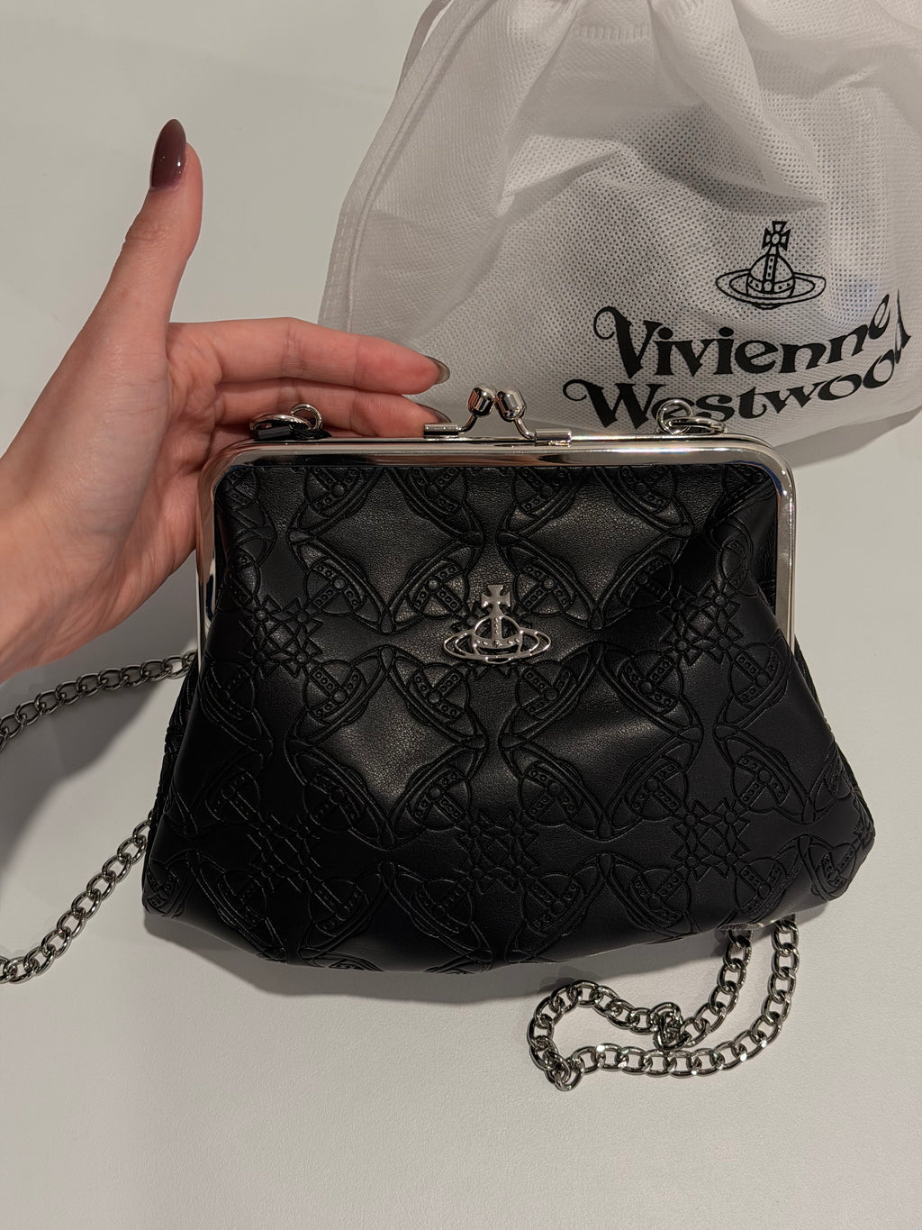VW Granny Frame Purse - Black Print