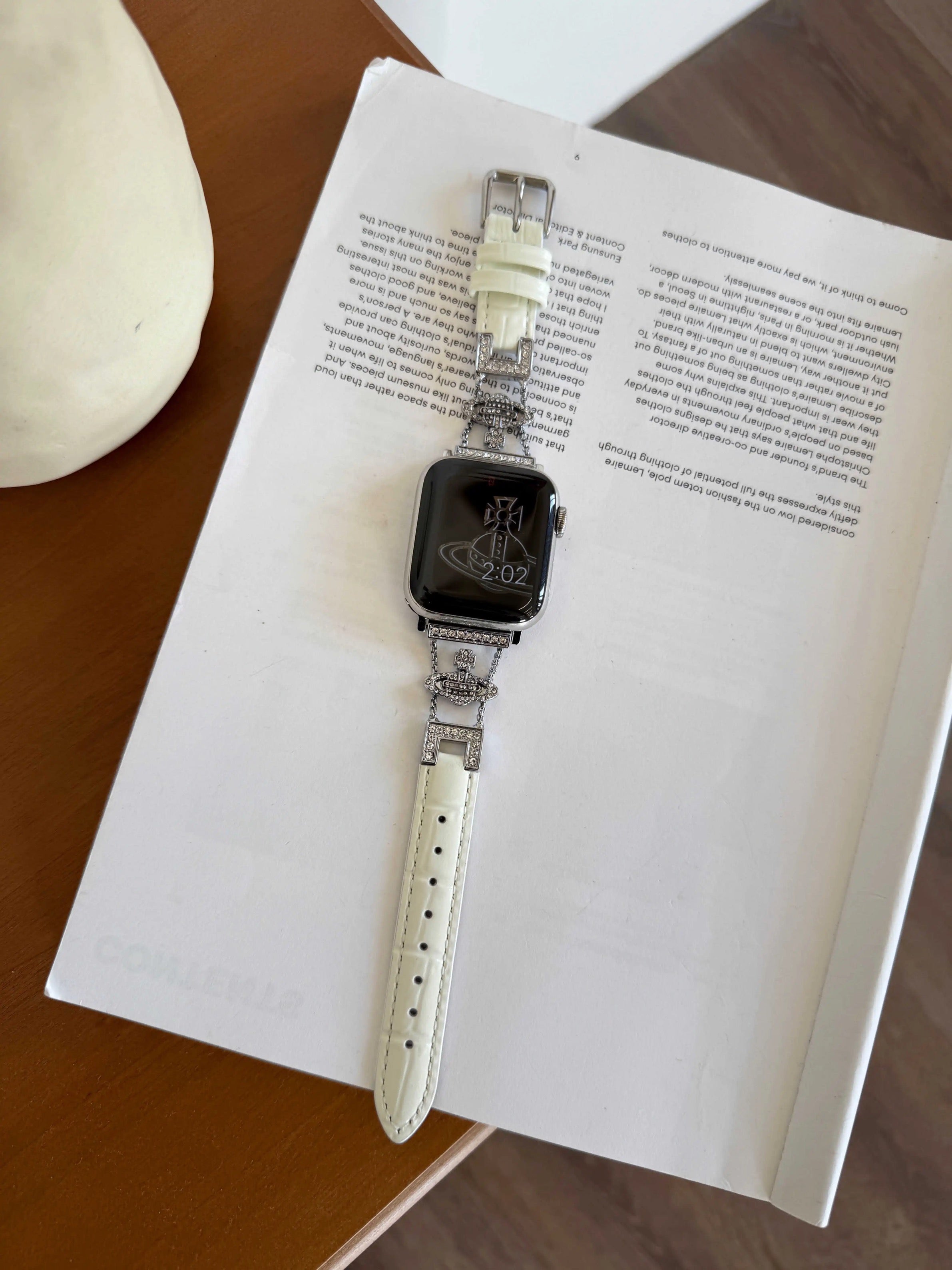 VW Vienna Crystal Watch Strap - White