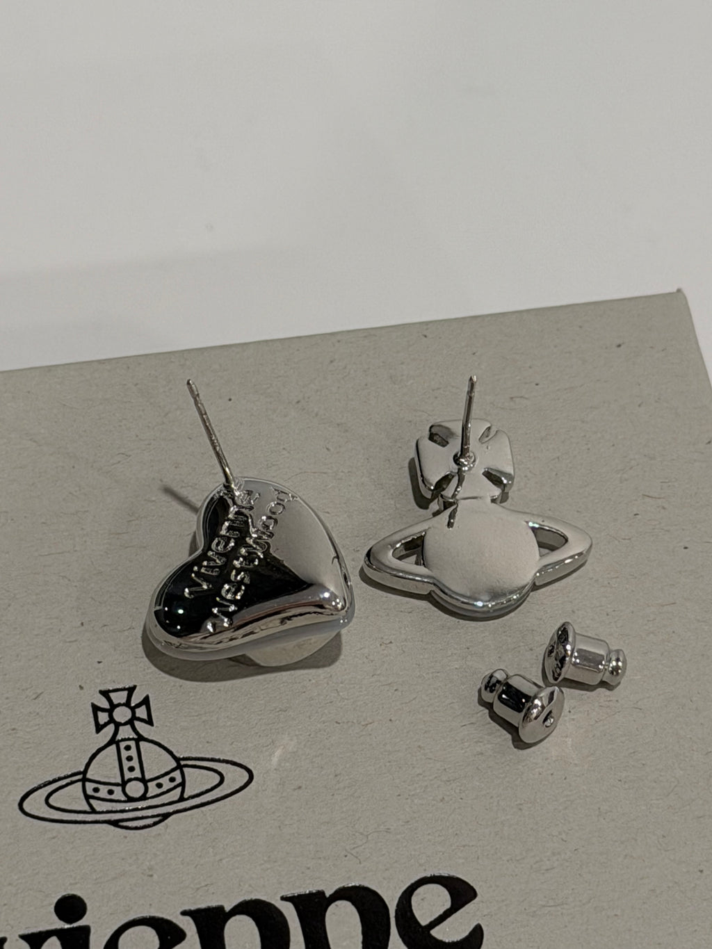 Boucles d'oreilles Duo Cœur et Orbe VW - Blanc